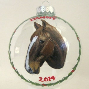Horse Painting, Custom Ornament, Equestrian Art, Horse Portrait, Barnyard Animal, Show Horse, Loss Memorial