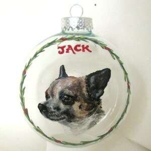Pet Loss Memorial, Christmas Ornament, Chihuahua, Pet Ornament, Handpainted Glass Ball, Holiday Decor, Animal Art, Tree Decoration