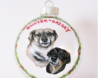 Pet Portrait Christmas Ornament from a Photo of Your Dog, Rememberance of Your Loss, Custom Painting of Your Favorite Pets, Dog Lover Gift