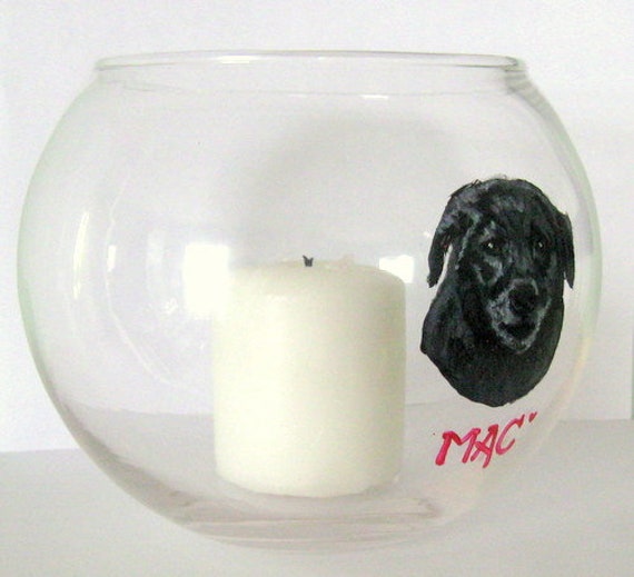 Pet Rememberance Candle Holder Painted Dog Pet Memorial Black Labrador Retriever Glass Jar Dog Art Custom Pet Portrait Loss of Dog