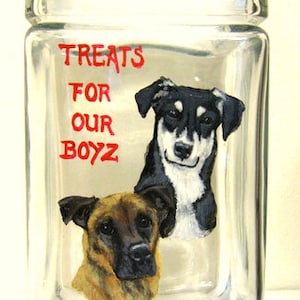 Personalized Dog Treat Jar, Mother&#39;s Day Gift, Custom Canister, Handpainted Pets, Dog Biscuit Holder, Pet Storage, Kitchen Canister, Dog Art