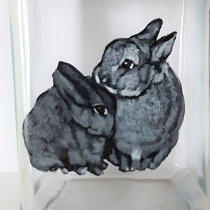 Rabbit Food Jar, Bunny Treat Jar, Pet Storage Container, Custom Pet Portraits, Custom Canister, Rabbit Food Storage Bin, Bunny Painting