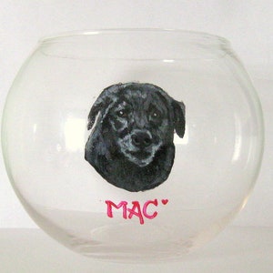 Pet Loss Memorial Jar, Black Labrador Retriever, Candle Holder, Personalized Pet Portrait, Custom Dog Bowl, Loss of Pet, Painted Glass Jar