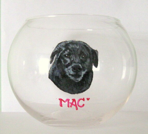 Pet Rememberance Candle Holder Painted Dog Pet Memorial Black Labrador Retriever Glass Jar Dog Art Custom Pet Portrait Loss of Dog