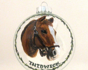 Custom Horse Christmas Ornament, Pet Loss Memorial, Equestrian Art, Hand Painted Horse, Custom Pet Portrait