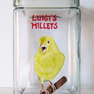 Canary Bird Seed Jar, Yellow Bird, Custom Pet Portrait, Aviary Art, Custom Canister, Seed Container, Pet Storage, Canary Painting