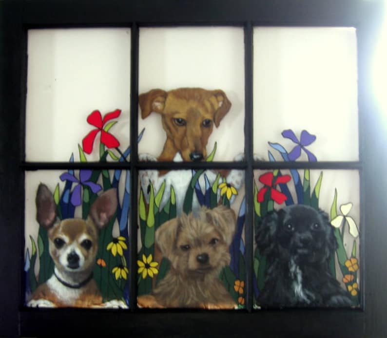 Dog Painting Custom Pet Portraits Pet Memorial Glass Art Etsy