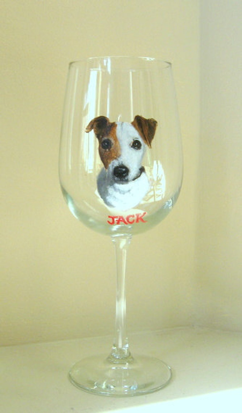 Painted Glassware Wine Glass Jack Russell Terrier Pet Etsy