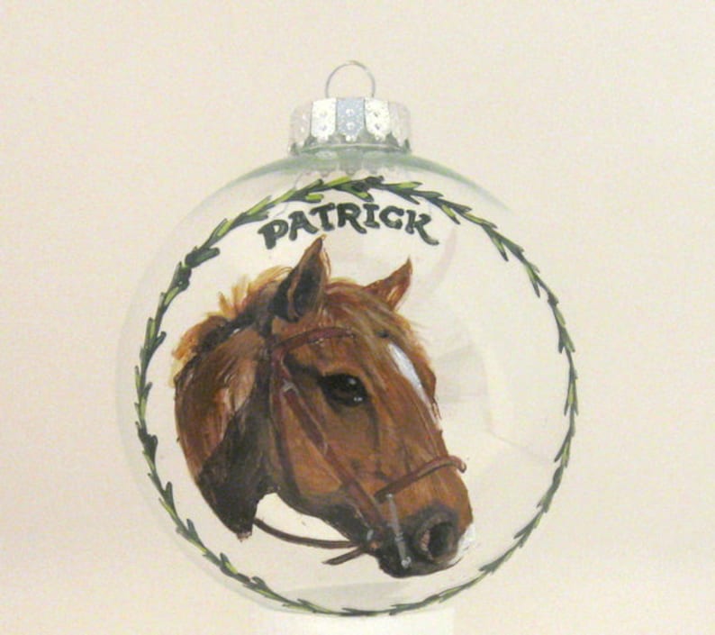 Pony, Horse, Hand Painted Pet, Custom Pet Portrait, Pony Painting, Pet Loss Memorial, Christmas Ornament, Equestrian Art image 1