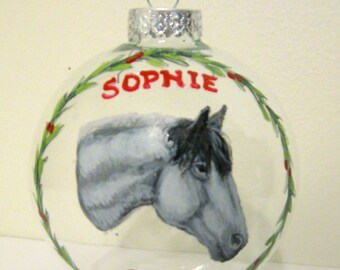 Pferdeportrait, Pferdeportrait, Weihnachtskugel, Tiergemälde, Tierbild, Personalisiertes Haustier, Haustier Dekor
