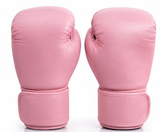 Pinkfarbene Boxhandschuhe aus Leder für Damen, handgefertigte Boxhandschuhe, Trainingshandschuhe für Damen, Boxausrüstung für Damen, Premium-Lederhandschuhe