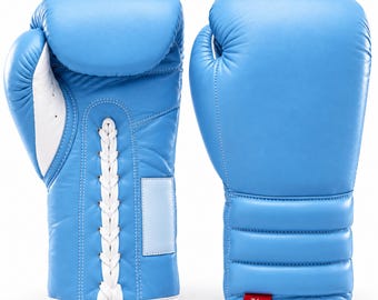 Luvas de boxe personalizadas em couro, luvas de treino com cadarço personalizadas, equipamentos de boxe em couro legítimo, nome e logotipo personalizados.