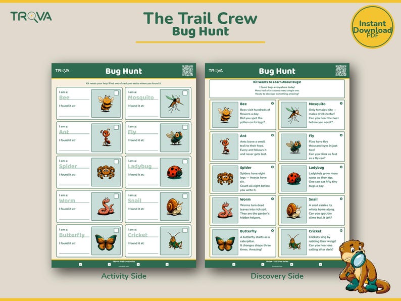 Kids Bug Hunt Printable | Outdoor Activity Sheet Ages 6-11 | Trail Crew Nature Explorer image 2