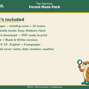 Kids Maze Activity Printable | Forest Puzzle Pack Ages 5-10 | Trail Crew Explorer image 3