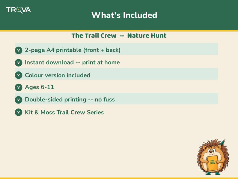 Nature Scavenger Hunt Printable | Kids Outdoor Activity Sheet Ages 6-11 | Trail Crew Explorer image 3