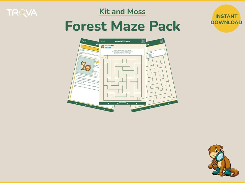 Kids Maze Activity Printable | Forest Puzzle Pack Ages 5-10 | Trail Crew Explorer image 1