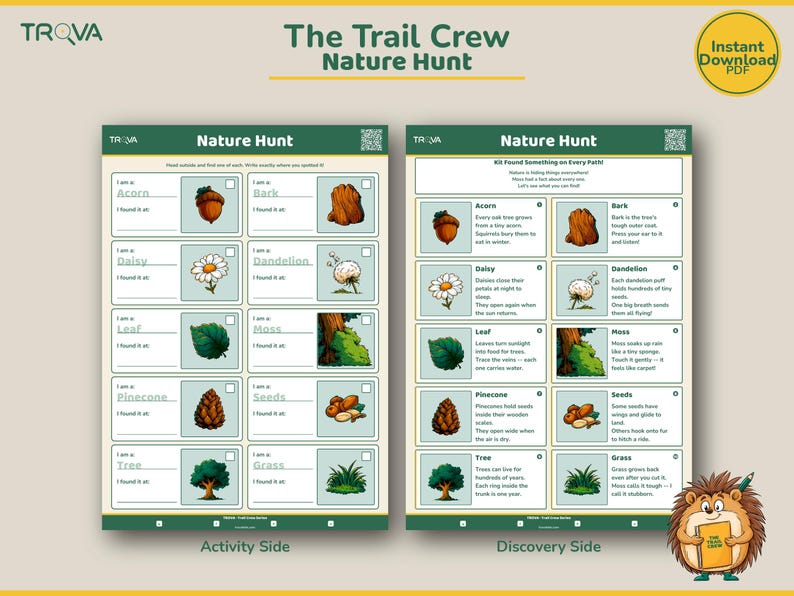 Nature Scavenger Hunt Printable | Kids Outdoor Activity Sheet Ages 6-11 | Trail Crew Explorer image 2
