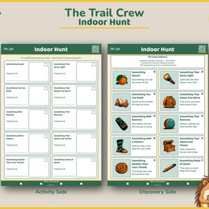 Flat lay of the Indoor Hunt printable pages