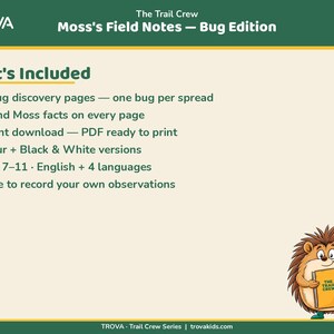 Kids Bug Journal Printable | Nature Observation Notebook Ages 7-11 | Trail Crew Field Notes image 3