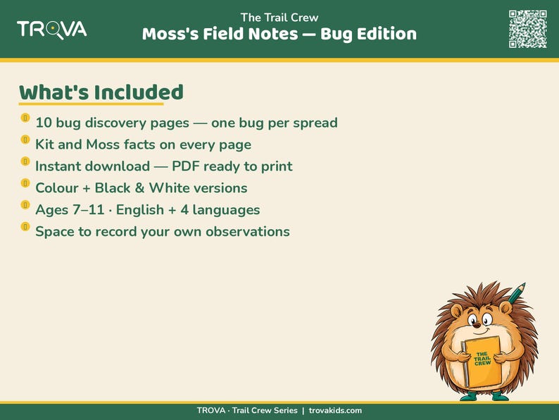 Kids Bug Journal Printable | Nature Observation Notebook Ages 7-11 | Trail Crew Field Notes image 3