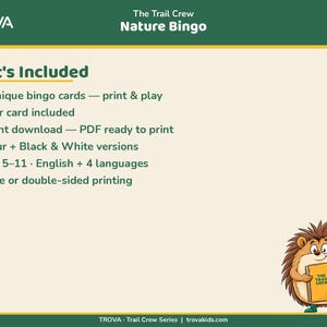 Kids Nature Bingo Game Printable | Outdoor Activity Sheet Ages 5-11 | Trail Crew Explorer image 3