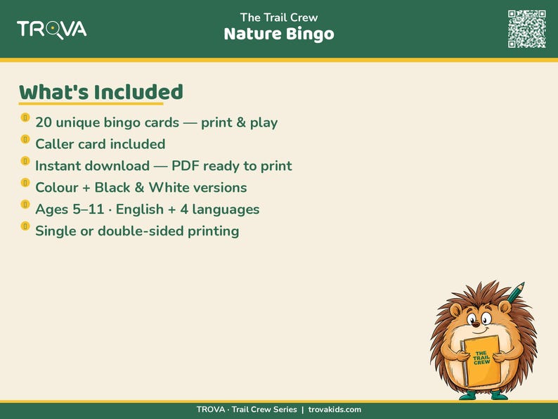 Kids Nature Bingo Game Printable | Outdoor Activity Sheet Ages 5-11 | Trail Crew Explorer image 3