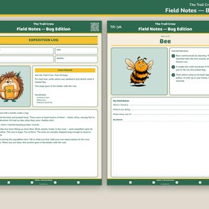 Kids Bug Journal Printable | Nature Observation Notebook Ages 7-11 | Trail Crew Field Notes image 2
