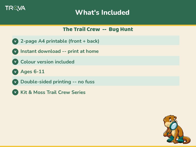 Kids Bug Hunt Printable | Outdoor Activity Sheet Ages 6-11 | Trail Crew Nature Explorer image 3