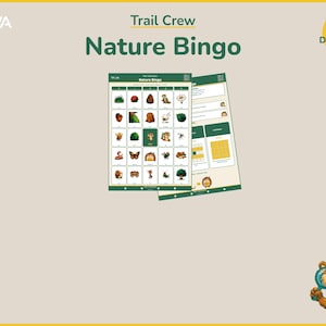 Kids Nature Bingo Game Printable | Outdoor Activity Sheet Ages 5-11 | Trail Crew Explorer image 1
