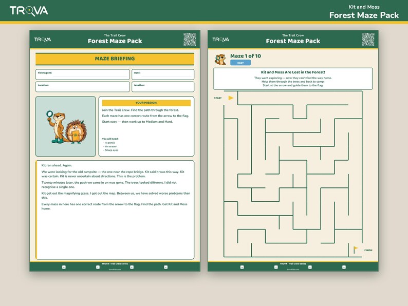 Kids Maze Activity Printable | Forest Puzzle Pack Ages 5-10 | Trail Crew Explorer image 2