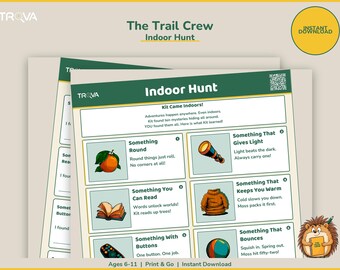 Indoor Scavenger Hunt Printable Kids | Rainy Day Activity Sheet Ages 6-11 | Trail Crew