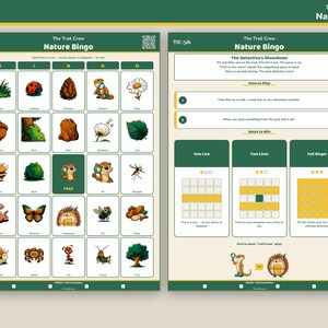 Kids Nature Bingo Game Printable | Outdoor Activity Sheet Ages 5-11 | Trail Crew Explorer image 2