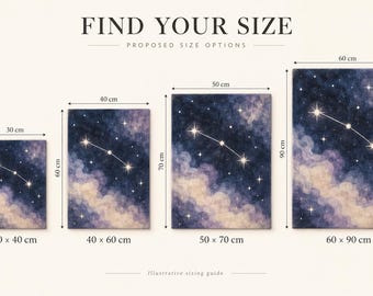 Zodiac Constellation Wall Art, Galaxy Print on Acoustic Felt Panel, Celestial Bedroom Decor, Star Sign Gift