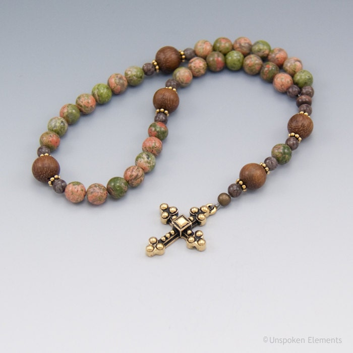 Christian Prayer Beads Unakite Rosary with 33 Beads Etsy
