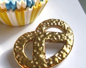 Porcelain Pretzel Brooch with Gold Lustre