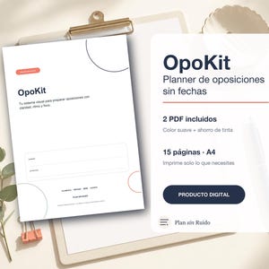 Planner de oposiciones en español | OpoKit sin fechas | PDF imprimible A4