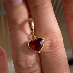 Heart Ruby Necklace, Love Charm Pendant, Red Gemstone Pendant, Solitaire Birthstone Necklace,Dainty Romantic Jewellery, Unique Handmade Gift