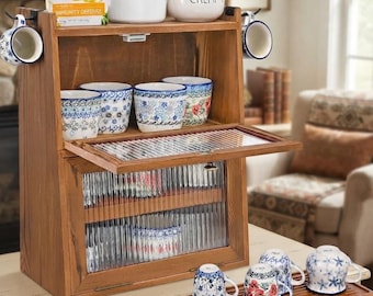 2 Tier Wooden Storage Cabinet with Airflow Drying Tray | Compact Bathroom Organizer | Kitchen Storage Cabinet organizer | Home Organization
