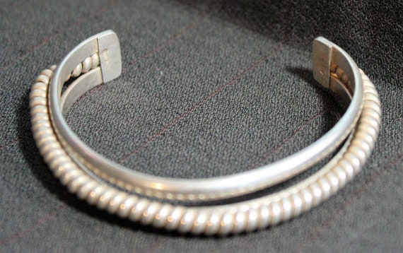 Sterling Silver with Rope Style Addition Cuff Bra… - image 3