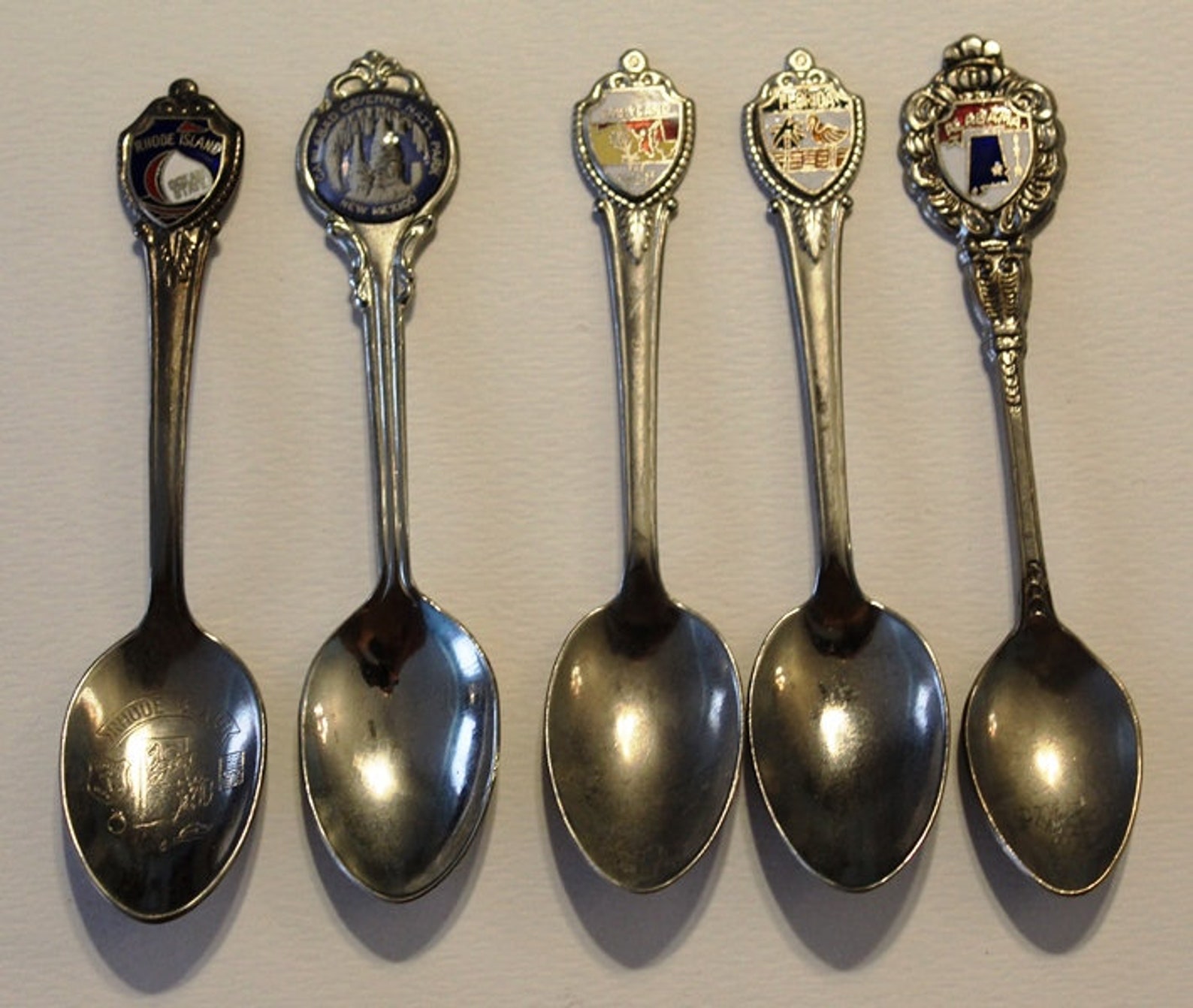 Vintage Set of Five Souvenir State Spoons Etsy