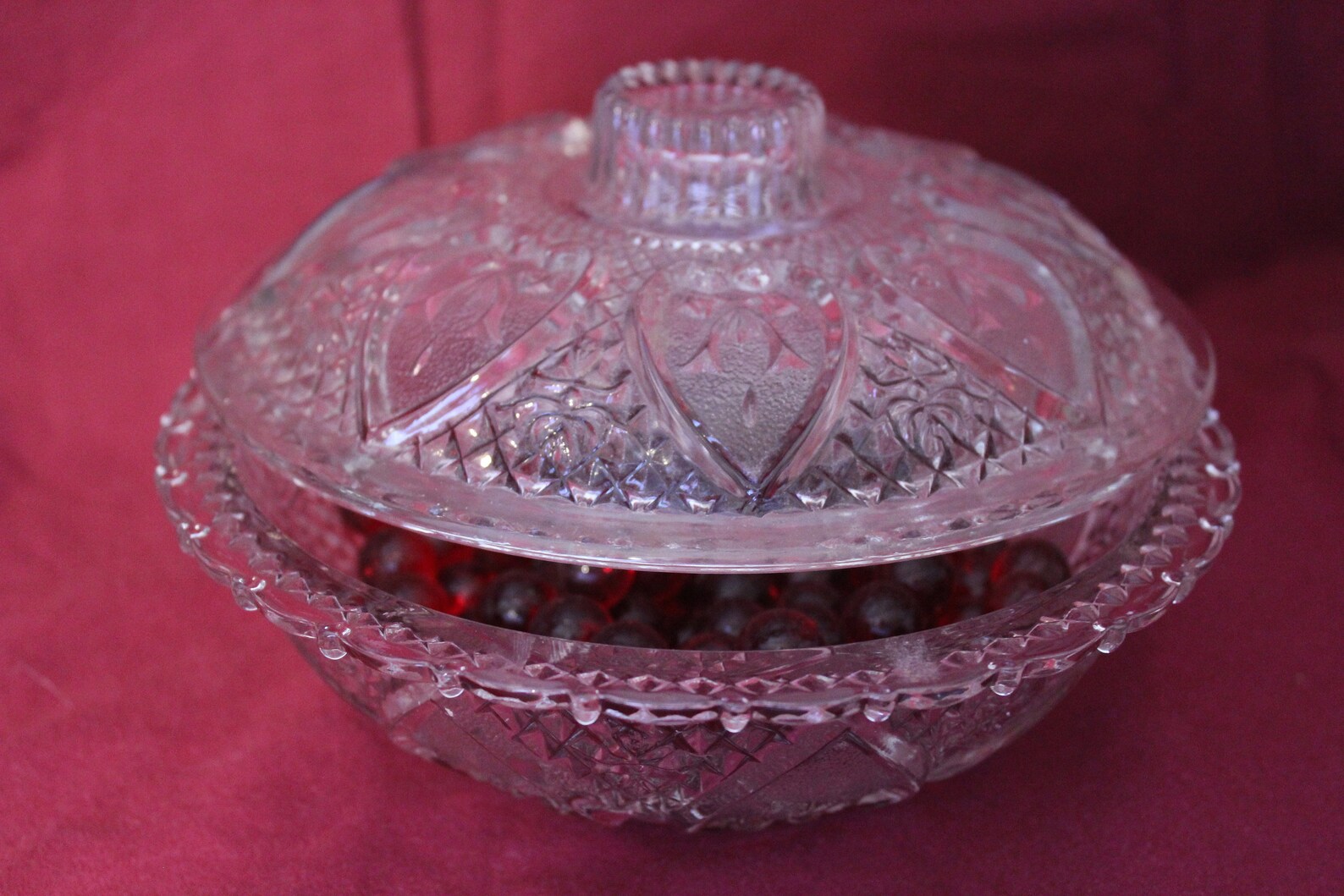 Pasari Clear Pressed Glass Heart Candy Dish Pasari Lidded Etsy