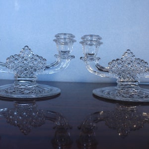 20Percent Off   Fenton Double Candlestick Set of 2 Daisy and Button Design Crystal; Fenton Candelabra set of Two.