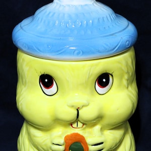 20Percent Off   Vintage Bright Yellow Bunny Cookie Jar Mid-Century Style
