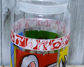 Vintage Looney Tunes Glass Cookie Jar: Bugs Bunny, Taz, Tweety Cookie Jar