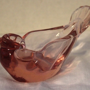 25Percent Off  Vintage Fenton Solid Pink Glass Bird Candle Holder, Pink glass Bird Trinket/Vanity D
