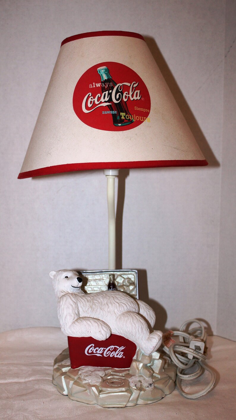 Vintage Coca Cola Lamp Polar Bear Lounging on Cooler Etsy
