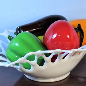 25Percent Off  Vintage Westmoreland Doric Lace Top Bowl and Murano style Vegetables and Fruit, Westmoreland Doric Lace Bowl