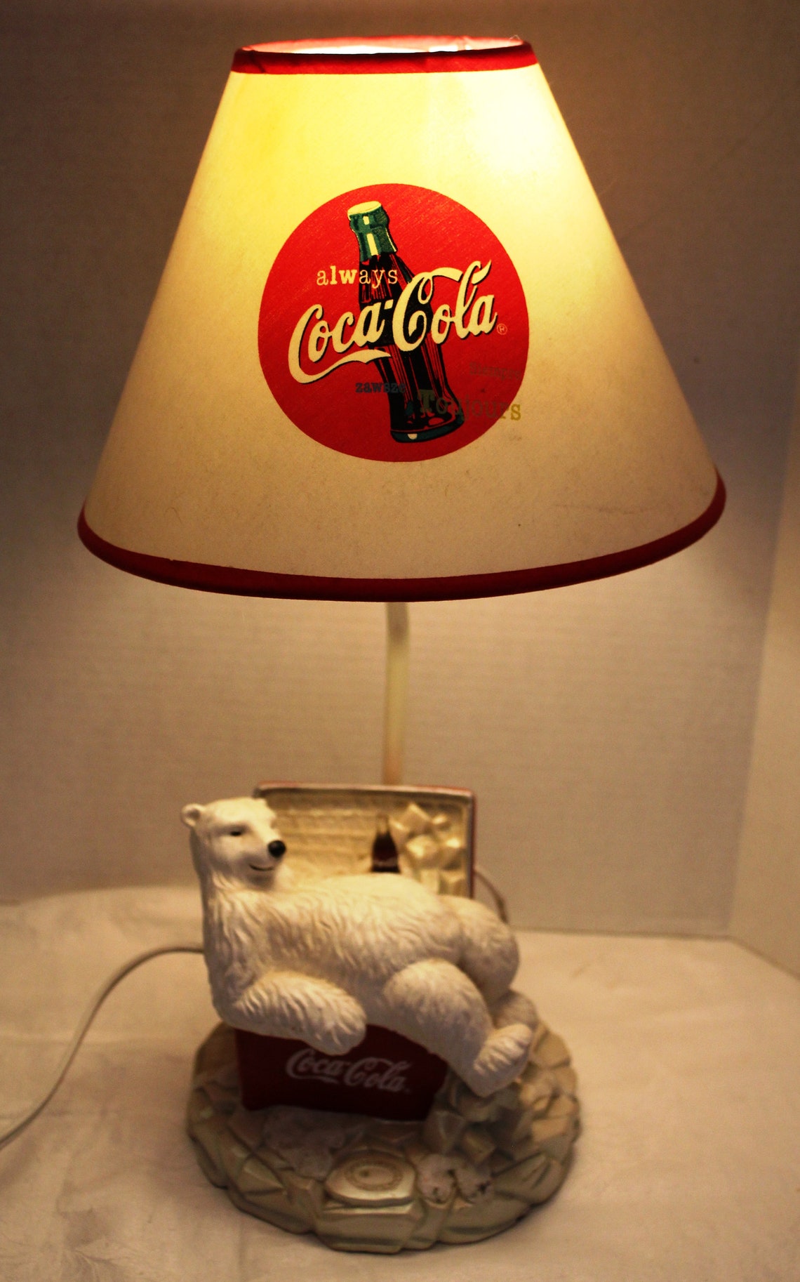 Vintage Coca Cola Lamp Polar Bear Lounging on Cooler Etsy