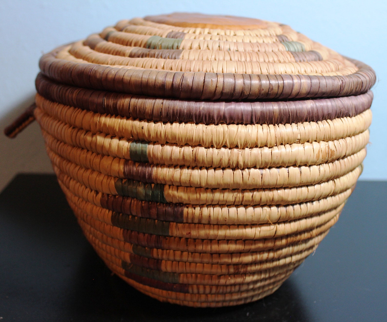 Heavy Weaved Basket with Lid Origin Unknown Country Décor Etsy