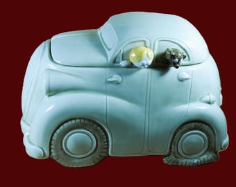 Fitz and Floyd Auto Cookie Jar, Flat Tire, Passengers, 1978